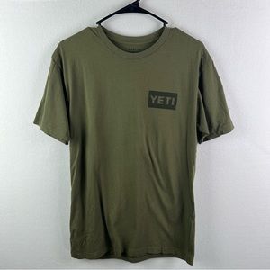 Yeti Mens T-Shirt Medium Green Short Sleeve Graphic Camping Outdoors Fishing